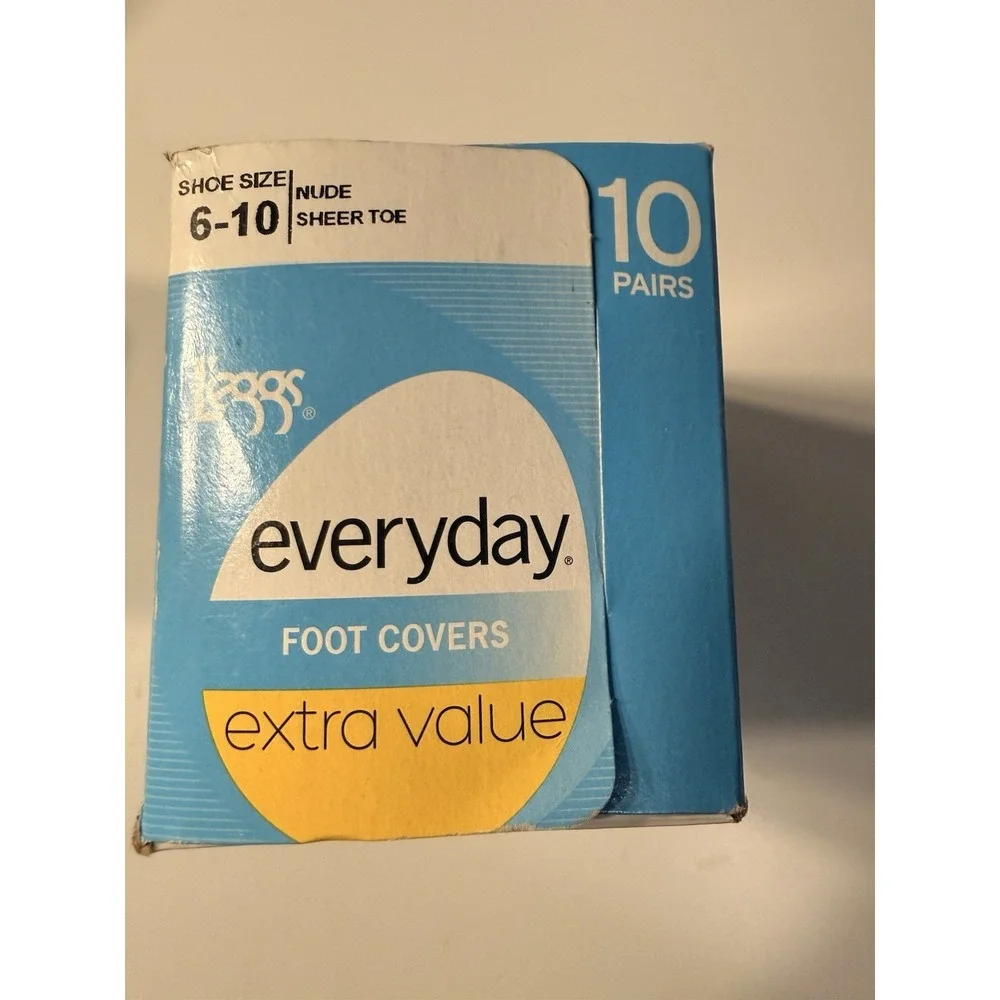 NEW L'eggs 10 Pairs Everyday Foot Covers Shoe Sz 6-10 Nude Sheer Toe 13558 Vint